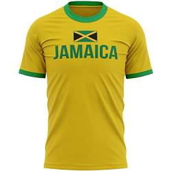 Jamaika Länderflagge T Shirt, Jamaikanische Flagge Druck Design Tee Fußballer Fans Geschenke für Ihn, Gelb und Grün Ringer für Männer, gelb / grün, M von Purple Print House