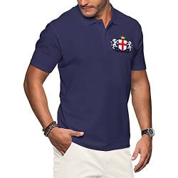 Purple Print House England-Polo-Shirts für Herren, Fußballtrikot 2021, Retro, Cricket, Rugby, Baumwolle, besticktes Abzeichen, Wappen, Flagge Löwen Gr. 3XL, navy von Purple Print House