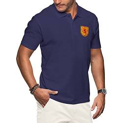 Purple Print House Schottland-Polo-Shirts für Herren, Fußballtrikot 2021, Retro-Fans, Rugby-Baumwolle, besticktes Wappen, Abzeichen der königlichen Löwenflagge Gr. XL, navy von Purple Print House