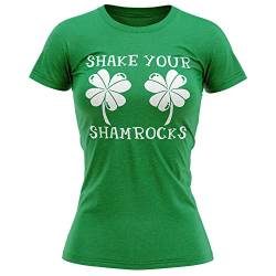Shake Your Shamrocks T-Shirt Damen St. Patricks Day Irish Fancy Dress Paddys Day Irland Top Tee, Grün - Irish Green, Small von Purple Print House