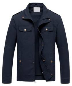 Pursky Herren Militärjacke Casual Washed Cotton Hooded Canvas Coat Fall Coat, navy, X-Large von Pursky