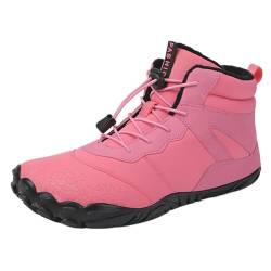 Barfußschuhe Herren Damen Winter Barfussschuhe Wasserdicht Rutschfeste Winterstiefel Barfuss Schuhe Traillaufschuhe Warm Gefüttert Winterschuhe Unisex Outdoor Leicht Schlupfstiefel (02-Red, 40) von Pursuit-W