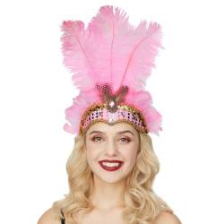 Feder Haarreif,Maskerade Party Mardi Haar Krawatten Feder Haar Zubehör Haar Krawatten Kopfbedeckungen,für Kostüm Erwachsene Kinder Abschlussball Karneval (02-Pink, One Size) von Pursuit-W