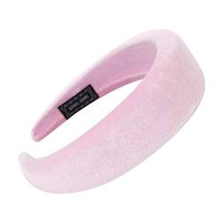 Haarreif Damen Klassischer Basic Haarreif Samt Breit Stirnband Kopfband Haarband Minimalistischen Haarschmuck Elegant Vintage Haarband Sport Stirnbänder für Mädchen Frauen (02-Pink, One Size) von Pursuit-W