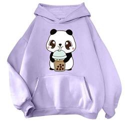 Kawaii Hoodie Pullover Teenager Mädchen Herbst Winter Kapuzenpullover Damen Sweatshirt Kapuze Sport Warme Oberteile Kapuzenpulli Kreativer Süße Cartoon Bequeme Langarm Warm Outwear (0A-Purple, S) von Pursuit-W