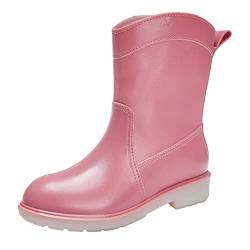 Pursuit-W Gummistiefel Damen Regenstiefel Winterstiefel Warme Stiefel Bequeme Schlupfstiefel Wasserdichte Gummistiefeletten Rutschfeste Outdoor Regenschuhe für Regen Schneetag Straßen (02-Pink, 41) von Pursuit-W