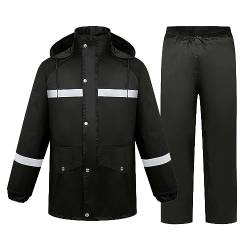 Set Herren Regenjacke mit Hose Wasserdichter Atmungsaktiv Funktionsjacke Fahrrad Regenbekleidung Motorrad Regenmantel Regenanzug Leicht Winddicht Outdoor Wanderjacke für Damen mit (02-BK1, XXXXL) von Pursuit-W