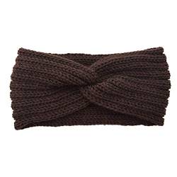 Stirnband Damen Winter Strick Ohrenwärmer Haarband Haarreifen Mädchen Geknotet Gestrickt Stirnbänder Verdicken Frauen Haarbänder Häkelarbeit Elastische Plüsch Sport Skifahren (02-Coffee, One size) von Pursuit-W