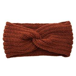 Stirnband Damen Winter Strick Ohrenwärmer Haarband Haarreifen Mädchen Geknotet Gestrickt Stirnbänder Verdicken Frauen Haarbänder Häkelarbeit Elastische Plüsch Sport Skifahren (03-Brown, One size) von Pursuit-W