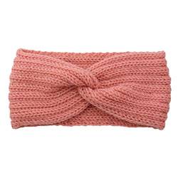 Stirnband Damen Winter Strick Ohrenwärmer Haarband Haarreifen Mädchen Geknotet Gestrickt Stirnbänder Verdicken Frauen Haarbänder Häkelarbeit Elastische Plüsch Sport Skifahren (03-Pink, One size) von Pursuit-W