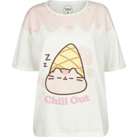 Pusheen - Anime T-Shirt - Chill Out - S bis XXL - für Damen - Größe L - weiß/rosa  - EMP exklusives Merchandise! von Pusheen