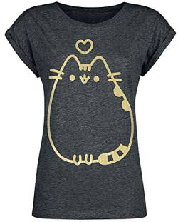 Pusheen Golden Frauen T-Shirt Charcoal meliert 4XL von Pusheen