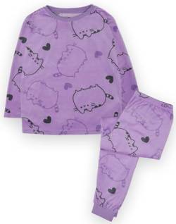 Pusheen Mädchen Pyjama Set | Lila Baby Fleece Loungewear für Junge Frauen Langarm-T-Shirt und Langbeinhose Kompletter Pyjama | Internet Katze MIAU Pyjama | Teenager-Nachtwäsche Merch Geschenk von Pusheen