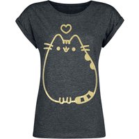 Pusheen T-Shirt - Golden Pusheen - XS bis 5XL - für Damen - Größe 5XL - charcoal meliert  - EMP exklusives Merchandise! von Pusheen