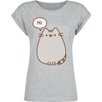 Pusheen T-Shirt - Hi Bye - 4XL - für Damen - Größe 4XL - grau meliert  - EMP exklusives Merchandise! von Pusheen