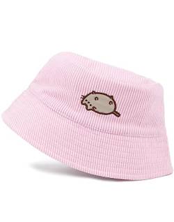 Pusheen The Cat Fischerhut für Damen | Erwachsene Damen Teens Karikatur Katze Tier Einheitsgröße Rosa Kordel Sommer Sonnenhut | Merchandise Geschenke von Pusheen