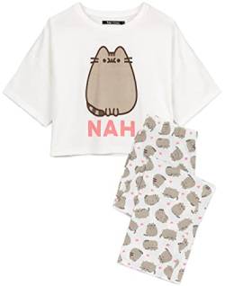 Pusheen Womens Pyjamas | Adults Ladies Cartoon Cat Nah White T-Shirt with Long Bottoms Pjs | Animal Anime Merchandise - Medium von Pusheen