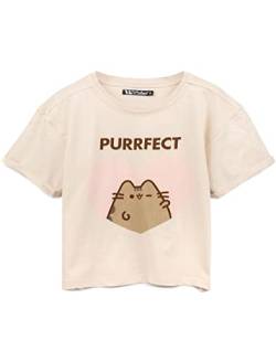 Pushen Cropped T-Shirt Damen Ladies Tabby Katze Purrfect Cream Top Kleidung von Pusheen