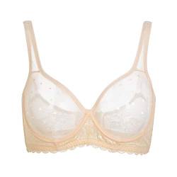 Durchsichtiger Netz-BH, durchsichtig, ungefüttert, volle Abdeckung, Spitze, Bralette für Frauen, Hautfarbener BH, 100A von Pushlus