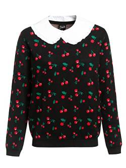 Pussy Deluxe Cherries Damen Strickpullover schwarz Allover, Größe:XS von Pussy Deluxe