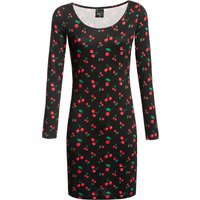 Pussy Deluxe Cherries Slim Damen Sweatkleid schwarz allover von Pussy Deluxe