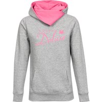 Pussy Deluxe Logo Damen Schalkragenpullover grau meliert/pink von Pussy Deluxe