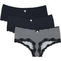 Pussy Deluxe Panty-Set - 3er Set Hipster Pants - L bis XL - für Damen - Größe XL - schwarz/weiß von Pussy Deluxe