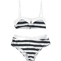 Pussy Deluxe - Rockabilly Bikini-Set - Big Party Stripes Bikini - XS bis XL - für Damen - Größe S - schwarz/weiß von Pussy Deluxe