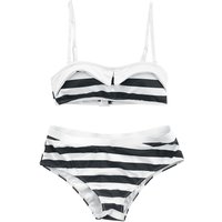 Pussy Deluxe - Rockabilly Bikini-Set - Big Party Stripes Bikini - XS bis XL - für Damen - Größe XS - schwarz/weiß von Pussy Deluxe