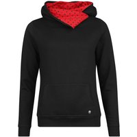 Pussy Deluxe - Rockabilly Kapuzenpullover - Black Dotties On Red Shawl Hoodie & Hairband - XS bis XXL - für Damen - Größe L - schwarz/rot von Pussy Deluxe