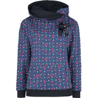 Pussy Deluxe - Rockabilly Kapuzenpullover - Cat Paws & Cherries Girl Shawl Hoodie - XS bis S - für Damen - Größe S - blau von Pussy Deluxe