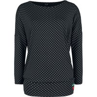 Pussy Deluxe - Rockabilly Langarmshirt - Little Dots Loose Longsleeve - XS bis S - für Damen - Größe XS - schwarz/weiß von Pussy Deluxe