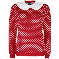 Pussy Deluxe - Rockabilly Strickpullover - Dotties Knit Pullover & Collar - XS bis XL - für Damen - Größe S - rot/weiß von Pussy Deluxe