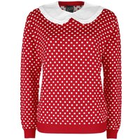 Pussy Deluxe - Rockabilly Strickpullover - Dotties Knit Pullover & Collar - XS bis XL - für Damen - Größe XL - rot/weiß von Pussy Deluxe