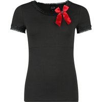 Pussy Deluxe - Rockabilly T-Shirt - Bow On Black Shirt - XS bis XXL - für Damen - Größe M - schwarz/rot von Pussy Deluxe