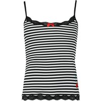 Pussy Deluxe - Rockabilly Top - Stripey Classic Top - XS bis XXL - für Damen - Größe L - schwarz/weiß von Pussy Deluxe