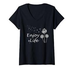 Pusteblume Enjoy Life Löwenzahn Sommer design Natur T-Shirt mit V-Ausschnitt von Pusteblume Enjoy Life Löwenzahn Sommer Natur