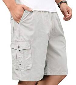 Putaowor Herren Cargo Shorts Kurze Cotton Sommer lockere Passform Gummibund mit Tunnelzug Beige 40 von Putaowor