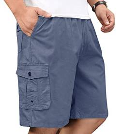 Putaowor Herren Cargo Shorts Kurze Cotton Sommer lockere Passform Gummibund mit Tunnelzug Dunkelgrau 34 von Putaowor