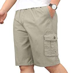 Putaowor Herren Cargo Shorts Kurze Cotton Sommer lockere Passform Gummibund mit Tunnelzug Khaki 34 von Putaowor