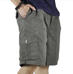 Putaowor Herren Cargo Shorts Männer 4 Taschen entspannt Sommer Baumwolle Elastische Taille Lässig Shorts Armee-grün 32 von Putaowor