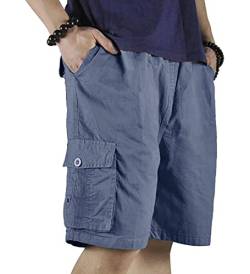 Putaowor Herren Cargo Shorts Männer 4 Taschen entspannt Sommer Baumwolle Elastische Taille Lässig Shorts Dunkelblau 32 von Putaowor