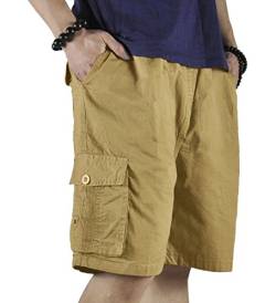 Putaowor Herren Cargo Shorts Männer 4 Taschen entspannt Sommer Baumwolle Elastische Taille Lässig Shorts Gelb 34 von Putaowor