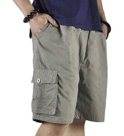 Putaowor Herren Cargo Shorts Männer 4 Taschen entspannt Sommer Baumwolle Elastische Taille Lässig Shorts Khaki 36 von Putaowor