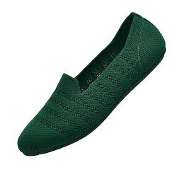 Puxowe Damen Ballerina Slip On Stricken Kleid Flache Schuhe Runde Zehe Ballerina Walking Pumps Schuhe für Frauen Bequem Elegant 36 EU Green von Puxowe