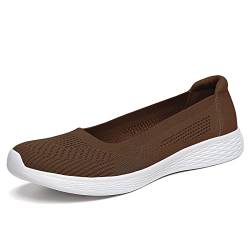 Puxowe Damen Slip On Sneaker Atmungsaktiv Mesh Leiche Freizeitschuhe Bequeme Turnschuhe Sportschuhe Indoor Outdoor Schuhe 37 EU Dark Brown von Puxowe