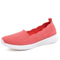 Puxowe Damen Slip On Sneaker Leichte Atmungsaktiv Sportschuhe Turnschuhe Bequem Freizeitschuhe Walking Schuhe Outdoor Fitness 35.5 EU Coral Red von Puxowe