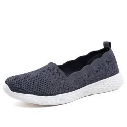 Puxowe Damen Slip On Sneaker Leichte Atmungsaktiv Sportschuhe Turnschuhe Bequem Freizeitschuhe Walking Schuhe Outdoor Fitness 35.5 EU Deep Gray von Puxowe