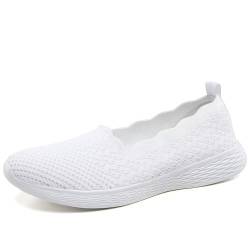 Puxowe Damen Slip On Sneaker Leichte Atmungsaktiv Sportschuhe Turnschuhe Bequem Freizeitschuhe Walking Schuhe Outdoor Fitness 35.5 EU White von Puxowe