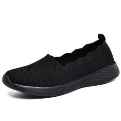 Puxowe Damen Slip On Sneaker Leichte Atmungsaktiv Sportschuhe Turnschuhe Bequem Freizeitschuhe Walking Schuhe Outdoor Fitness 36 EU All Black von Puxowe